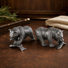 Pewter Fishing Bear Salt & Pepper Set