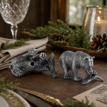 Pewter Fishing Bear Salt & Pepper Set