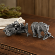 Pewter Fishing Bear Salt & Pepper Set