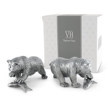 Pewter Fishing Bear Salt & Pepper Set