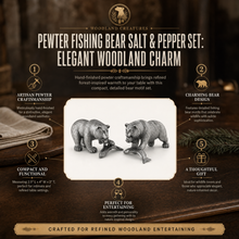 Pewter Fishing Bear Salt & Pepper Set