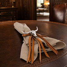 Long Horn Skull Leather Napkin Ring