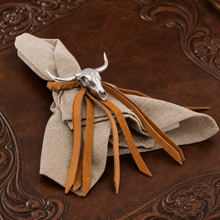 Long Horn Skull Leather Napkin Ring
