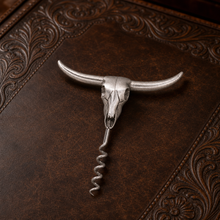 Pewter Cow Skull Wine Pull