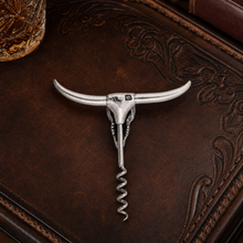Pewter Cow Skull Wine Pull