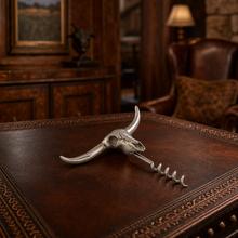 Pewter Cow Skull Wine Pull