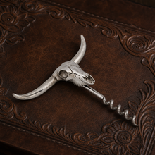Pewter Cow Skull Wine Pull
