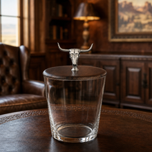 Hand Blown Glass Ice Bucket with Cow Skull Knob
