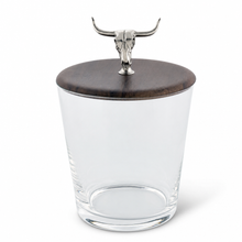 Hand Blown Glass Ice Bucket with Cow Skull Knob
