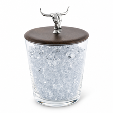 Hand Blown Glass Ice Bucket with Cow Skull Knob