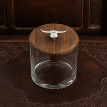 Hand Blown Glass Ice Bucket with Cow Skull Knob