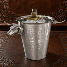 Steel Ice Bucket with Long Horn Steer Handles