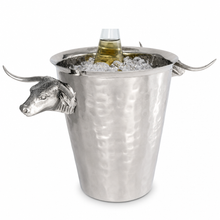 Steel Ice Bucket with Long Horn Steer Handles