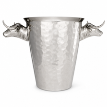 Steel Ice Bucket with Long Horn Steer Handles