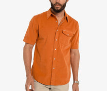 Short Sleeve Corduroy Pearl Snap - Burnt Orange