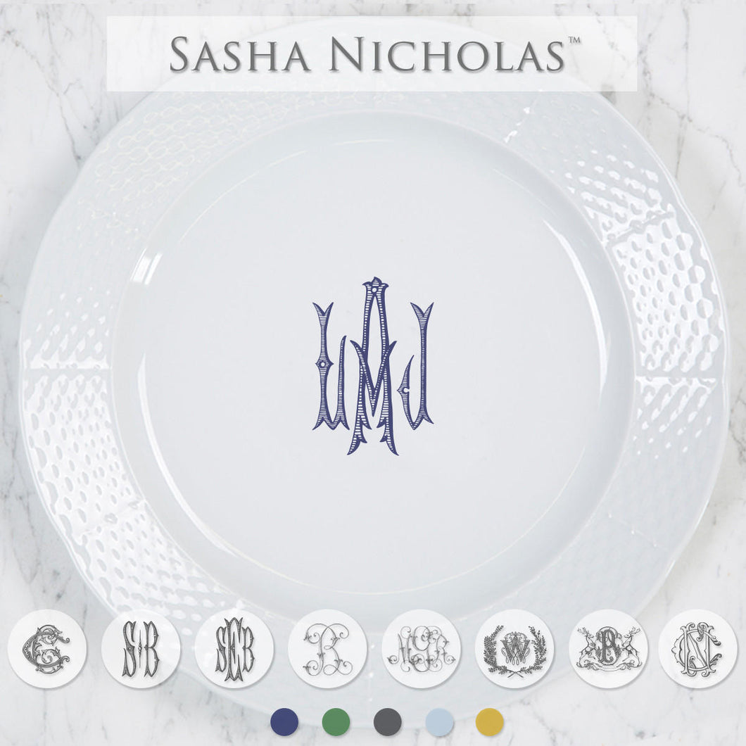 Weave Charger Plate w/Monogram