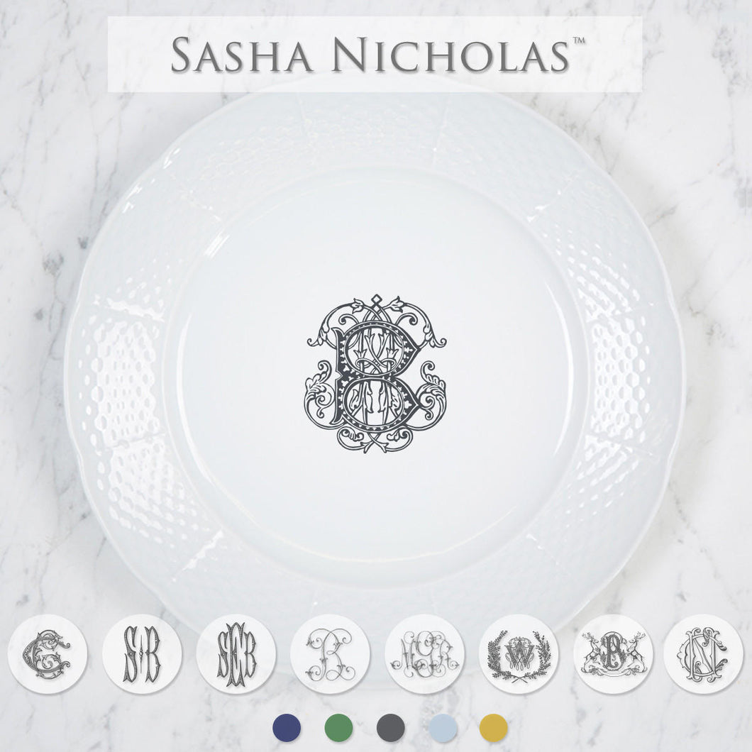 Weave Dinner Plate w/Monogram