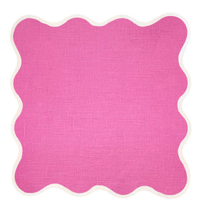 Set of 4 Linen Scalloped Square
