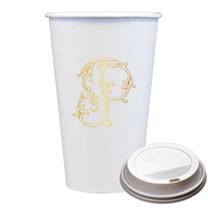 Initial Monogrammed Coffee Cups with Lids
