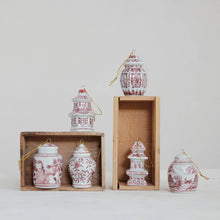 Hand-Painted Stoneware Ginger Jar Ornament