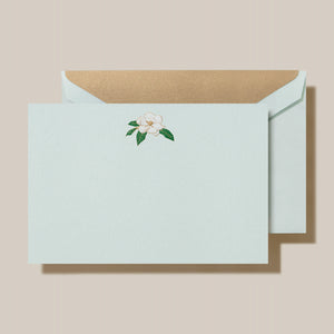 Engraved Magnolia Correspondence Card Beach Glass Kid Finish CC32011