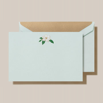 Engraved Magnolia Correspondence Card Beach Glass Kid Finish CC32011