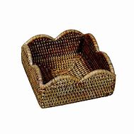 Rattan Scalloped Cocktail Napkin Holder-Natural