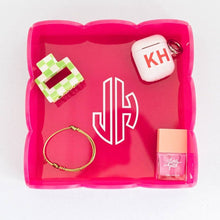 Monogrammed Acrylic Scalloped Catchall Tray, Tabletop Decor for Home