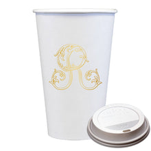 Initial Monogrammed Coffee Cups with Lids