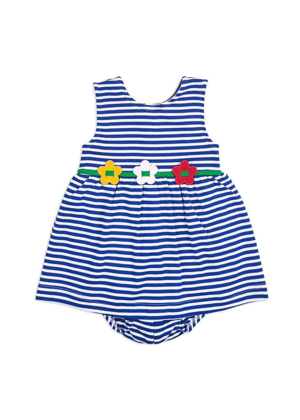 Stripe Knit Romper With Flowers