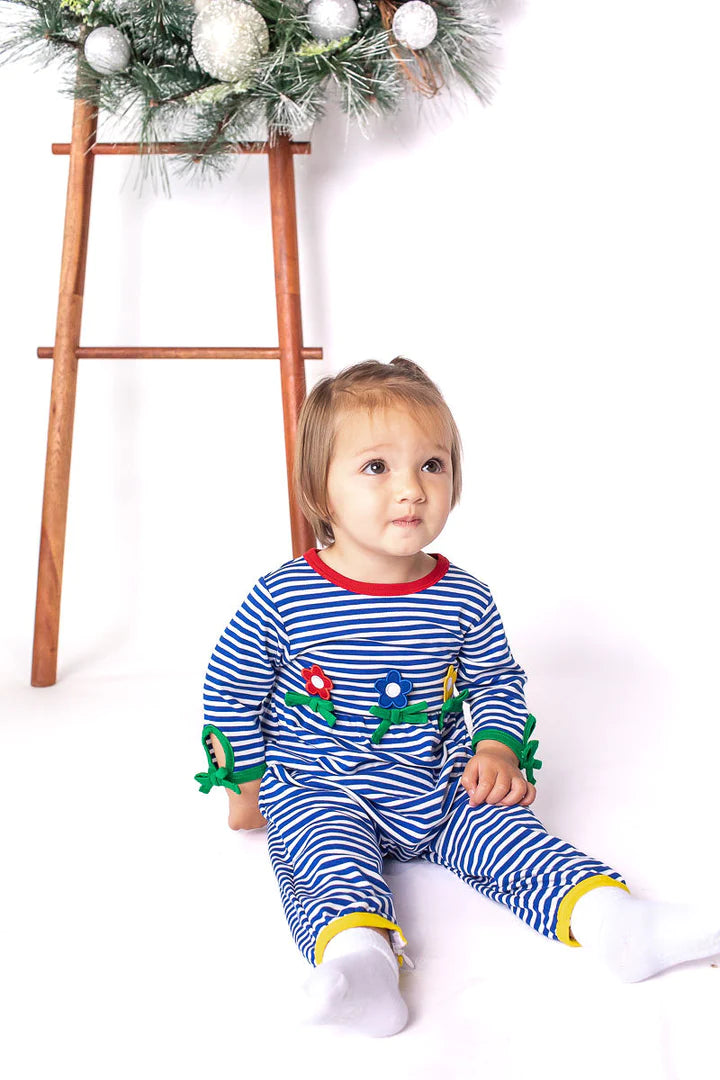 Stripe Knit Longall With Flowers