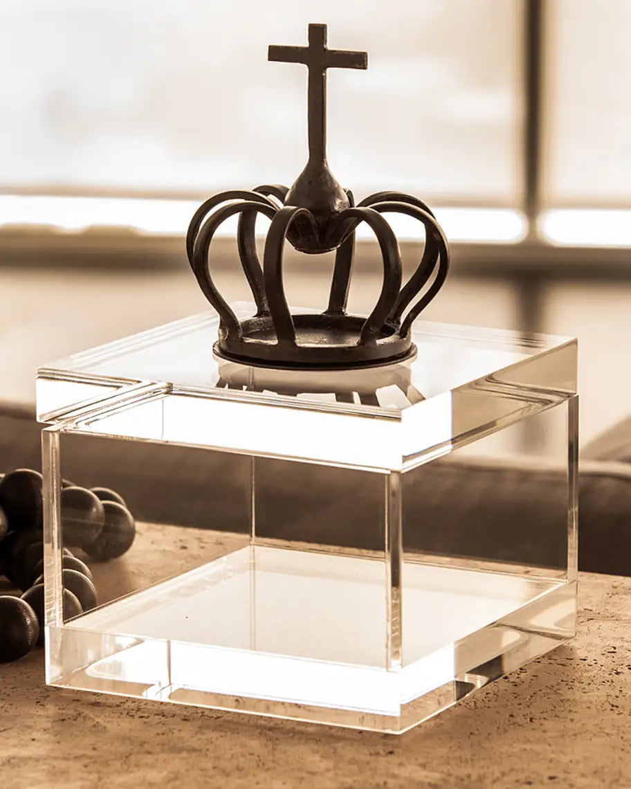 Acrylic Box w/Iron Crown Top-1486
