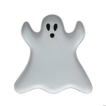 Stoneware Ghost Shaped Plate, Matte White & Black