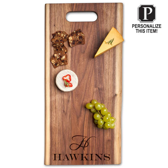 Personalized Live Edge Walnut Single Handle Charcuterie Board - 24