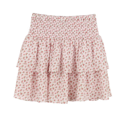 Audrey Smocked Tiered Skirt - Rose Pink Floral