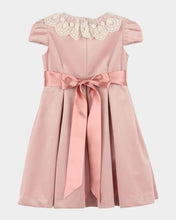 Pleated Velvet Lace-Collar Dress Rose Collection