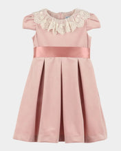 Pleated Velvet Lace-Collar Dress Rose Collection