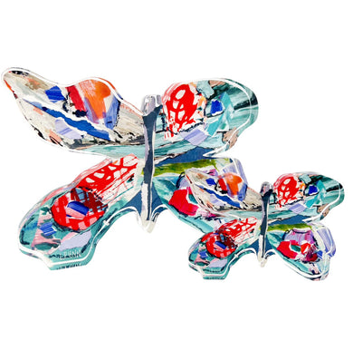 Acrylic  Block Butterfly-blue & orange