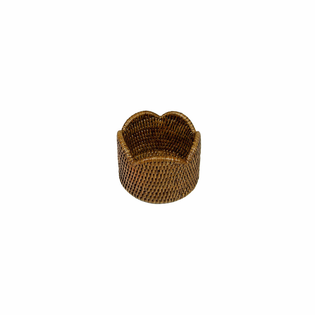 Rattan Scalloped Wine Coaster-Natural