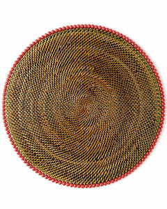 Round Placemat W/ Beads-Coral