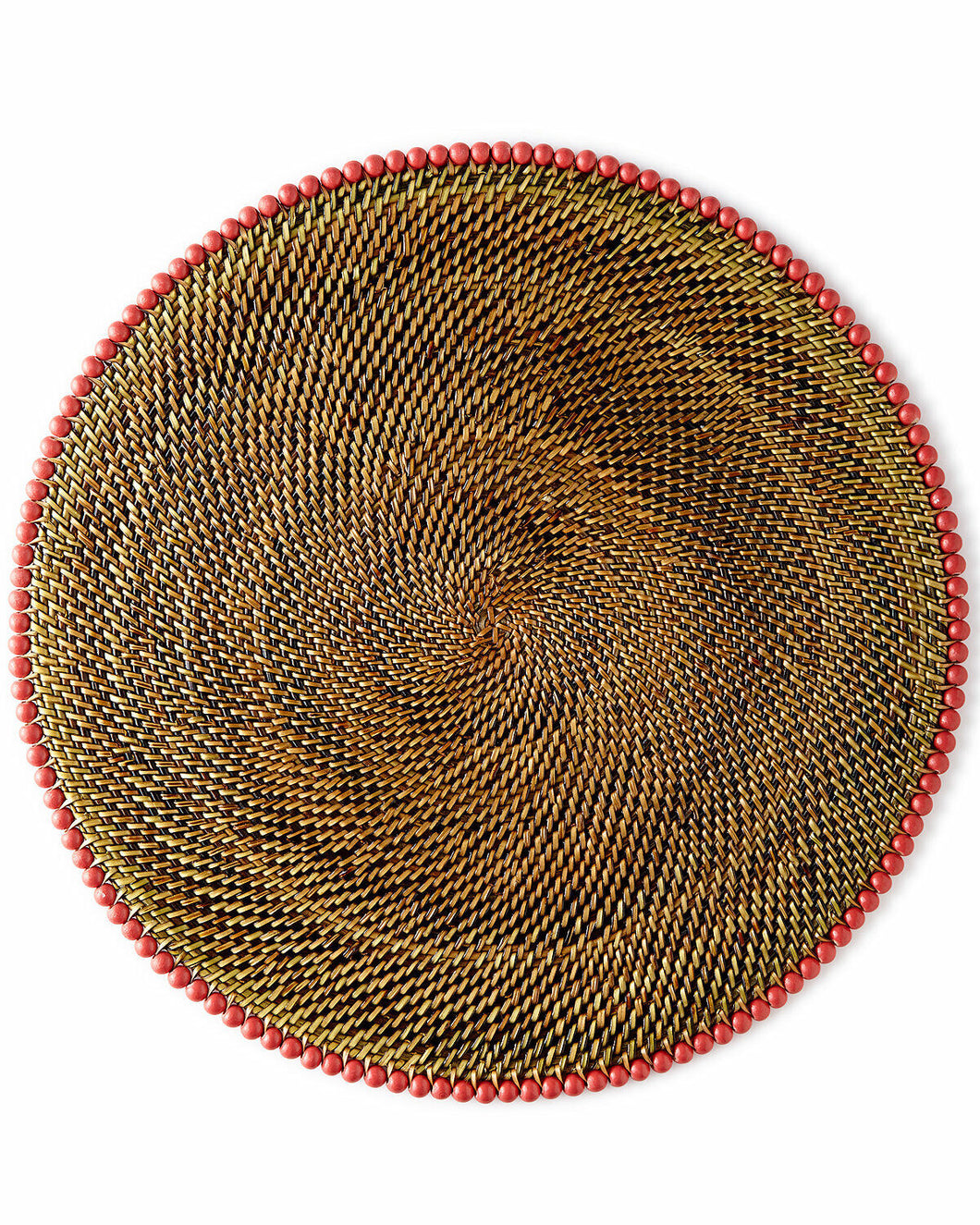 Round Placemat W/ Beads-Coral