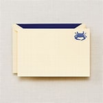 Hand Engraved Blue Crab Notes on Ecru Kid Finish-RC3400