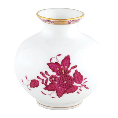 RASPBERRY CHINESE BOUQUET ROUND VASE