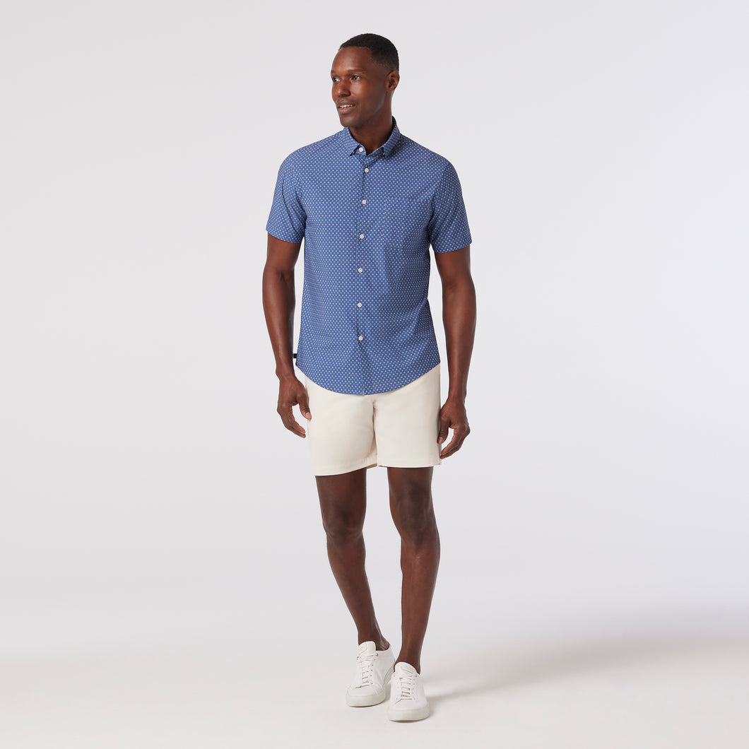 Leeward SS Dress Shirt Coastal Fjord Hatch Mark Collection