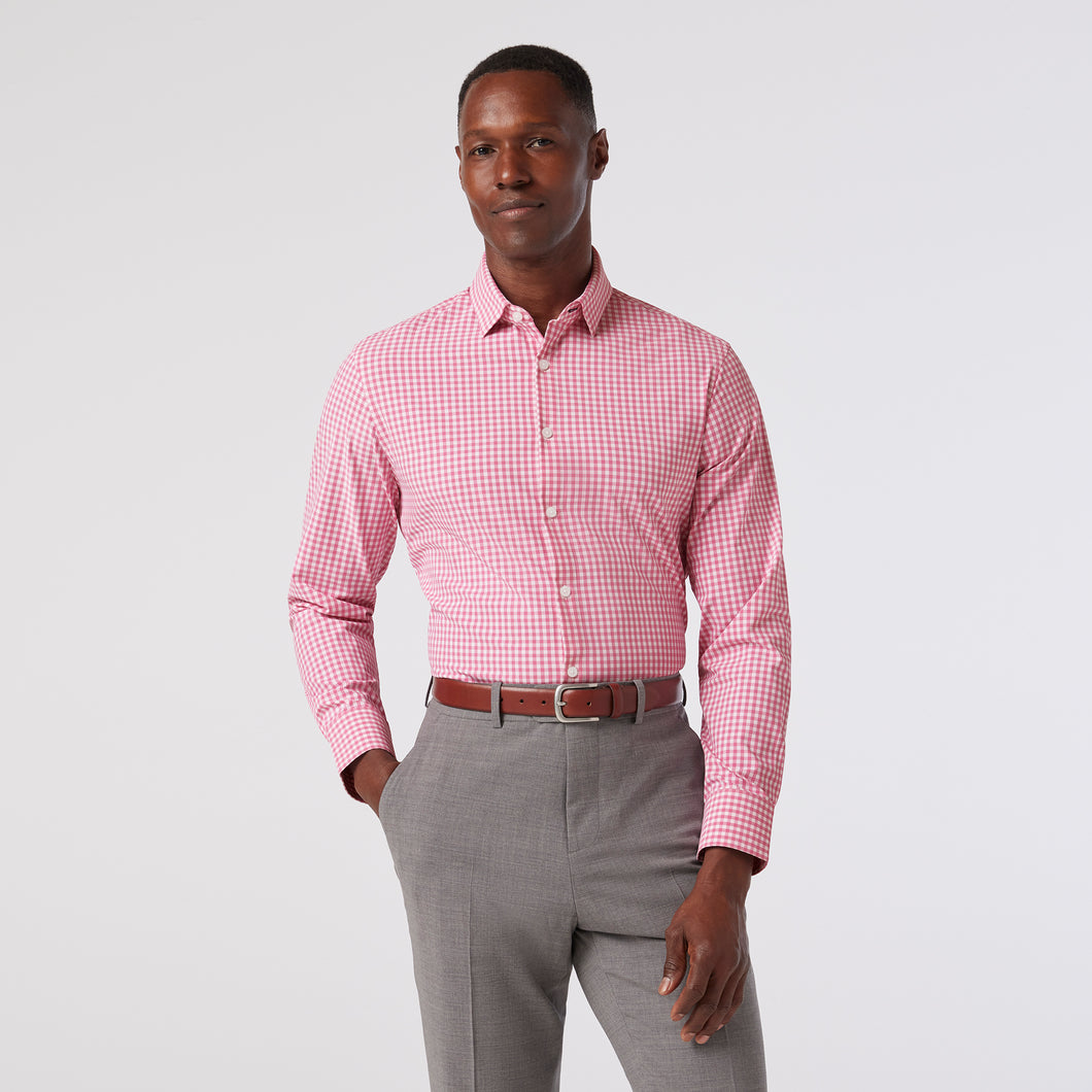 Leeward LS Dress Shirt Pink Alamo Gingham