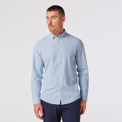 Leeward No Tuck LS Dress Shirt Light Blue Adam Plaid