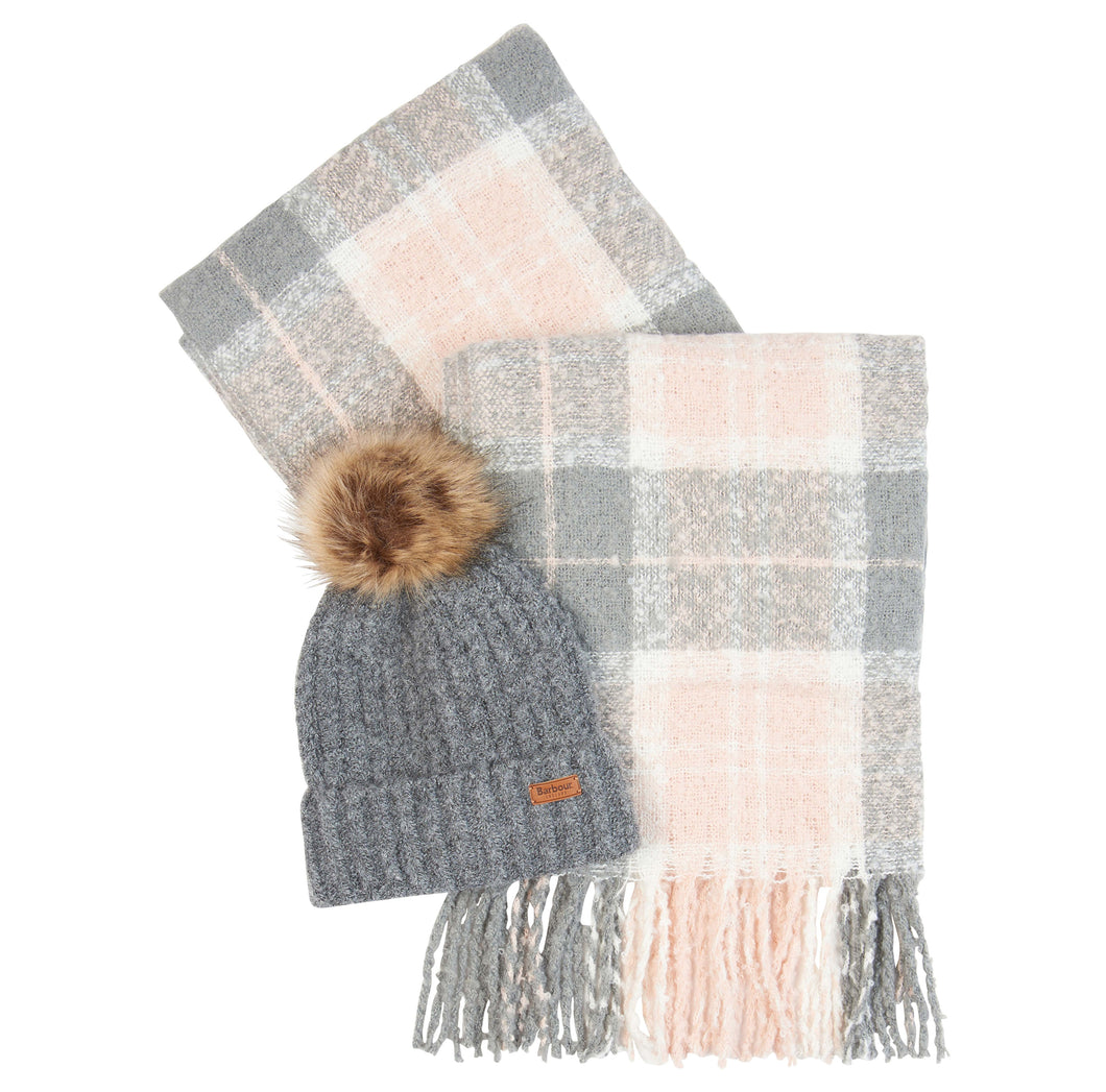 BARBOUR SALTBURN BEANIE & TARTAN SCARF GIFT SET