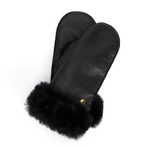 BARBOUR DANIELLA LEATHER MITTENS-Black