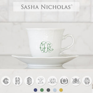 Weave Cup+Saucer w/Monogram