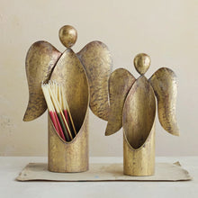 Metal Angel Container, Antique Gold Finish